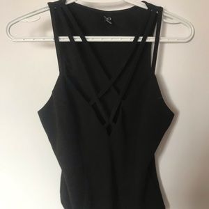 Black cross chest bodysuit